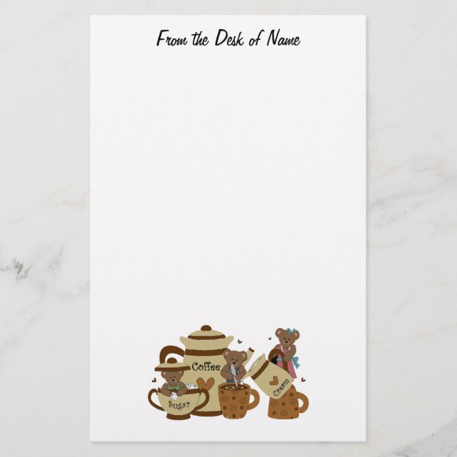 Coffee Lovers Teddy Stationary Stationery (Front)