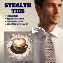 Coffee Lover's Valentine Heart Stealth Tie