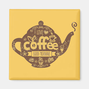 Coffee lovers vintage retro cafe art I love coffee Magnet