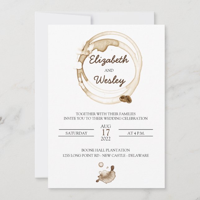 Coffee Lovers Wedding Invitation (Front)