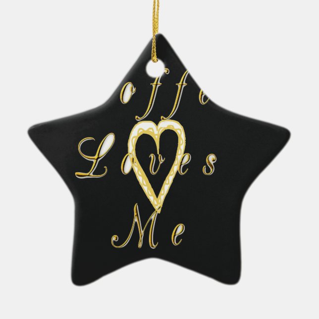 Coffee loves me. ceramic tree decoration (Front)