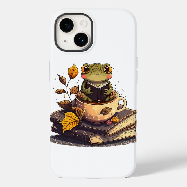 Coffee-Loving Frog Reading Books  Case-Mate iPhone Case (Back)