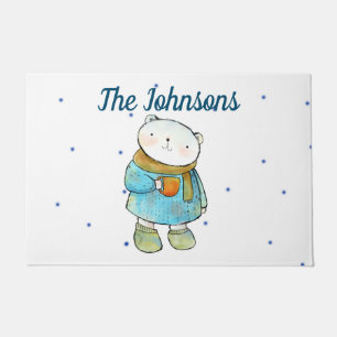 Coffee Loving Polar Bear Doormat