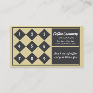 Coffee Loyalty Business Card Punch Card