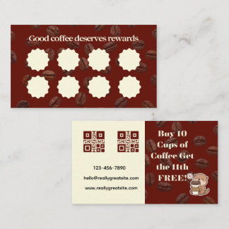 Coffee Loyalty Card - Buy 10 Get 1 Free Rewards
