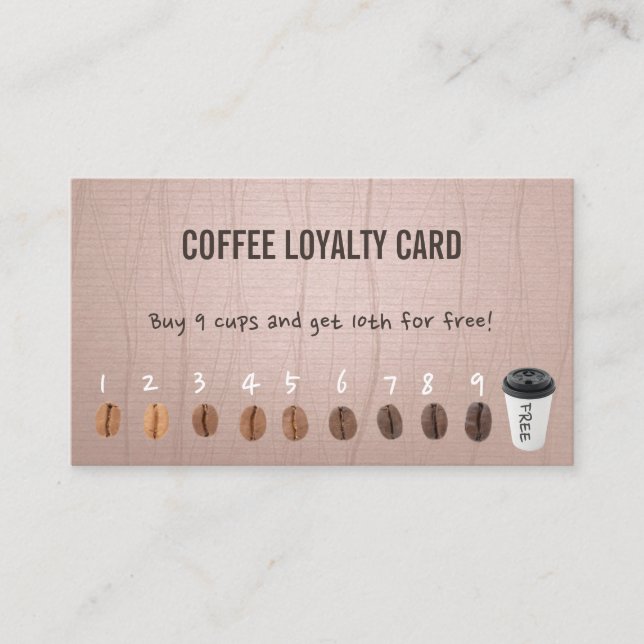 Coffee Loyalty Cards Vintage Dusty Pink (Front)