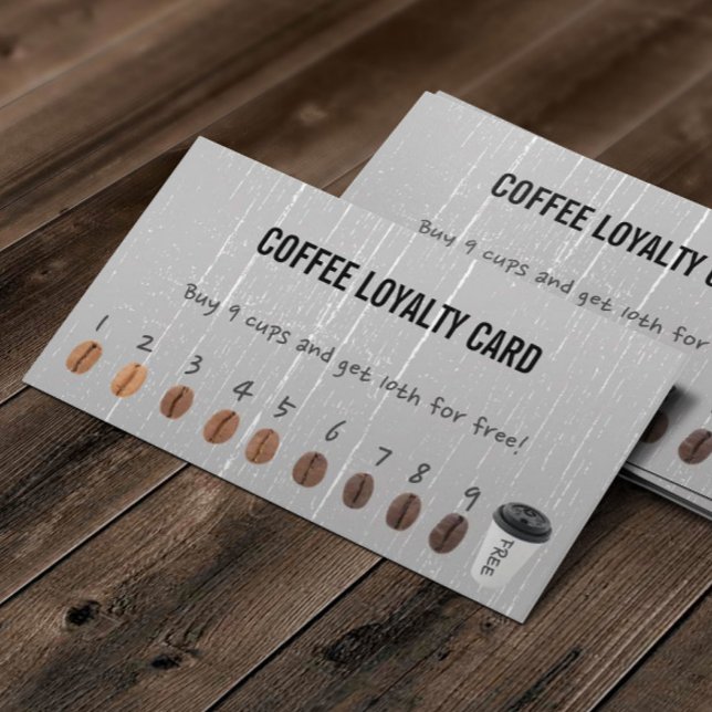 Coffee Loyalty Cards Vintage Silver Wood (Creator Uploaded)