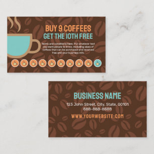 Coffee Loyalty Stamp or Punch Card - Buy 9 Get 1