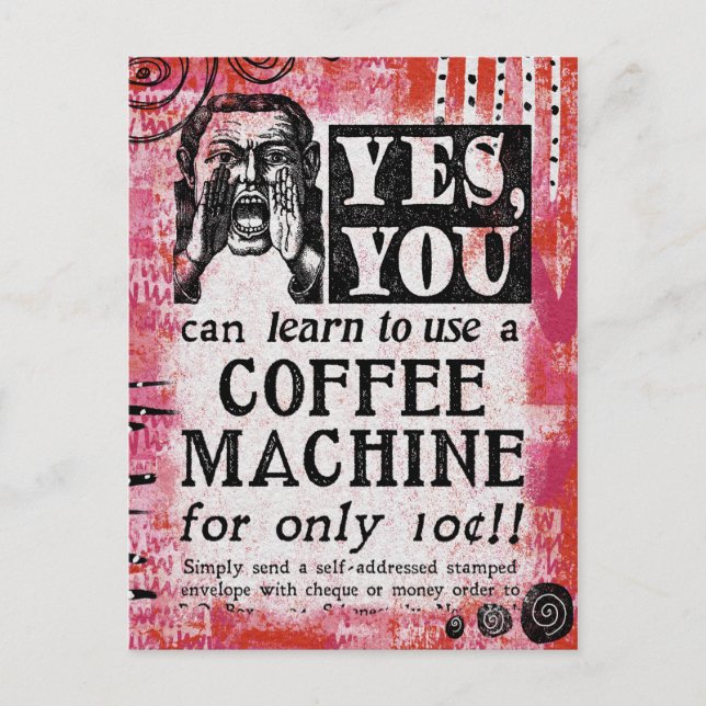 Coffee Machine - Funny Vintage Ad Postcard (Front)