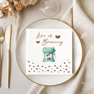 Coffee Machine Love is Brewing Bridal Shower Napkin