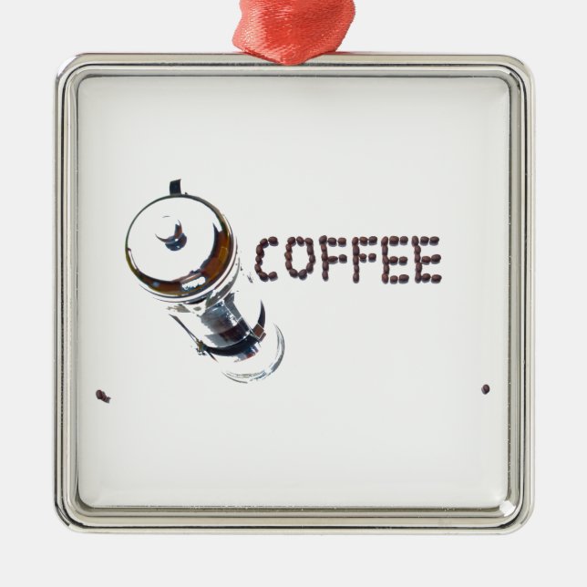Coffee MagicEnjoy, 'first thing in the morning', ' Metal Tree Decoration (Front)