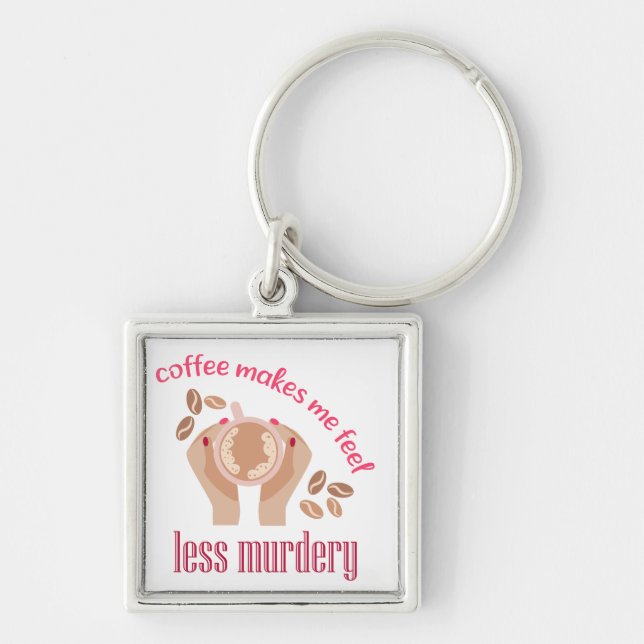 Coffee makes me feel less murdery funny quote key ring (Front)