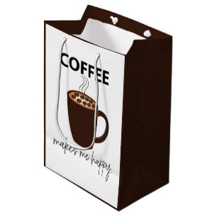 Coffee Makes Me Happy Coffee Medium Gift Bag
