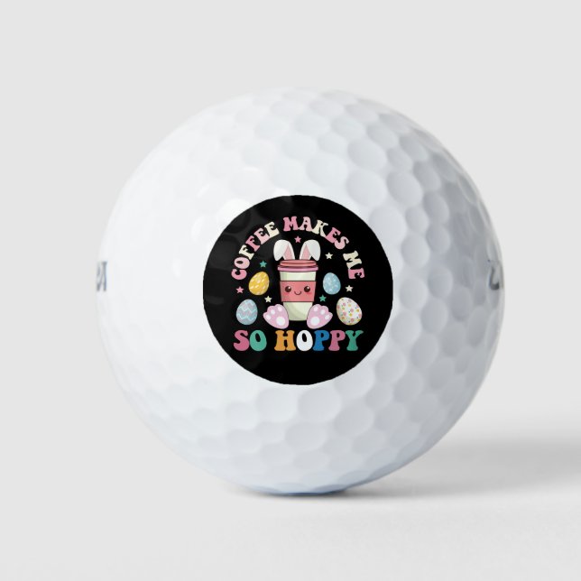 Coffee Makes Me So Hoppy Bunny Rabbit Happy Easter Golf Balls (Front)