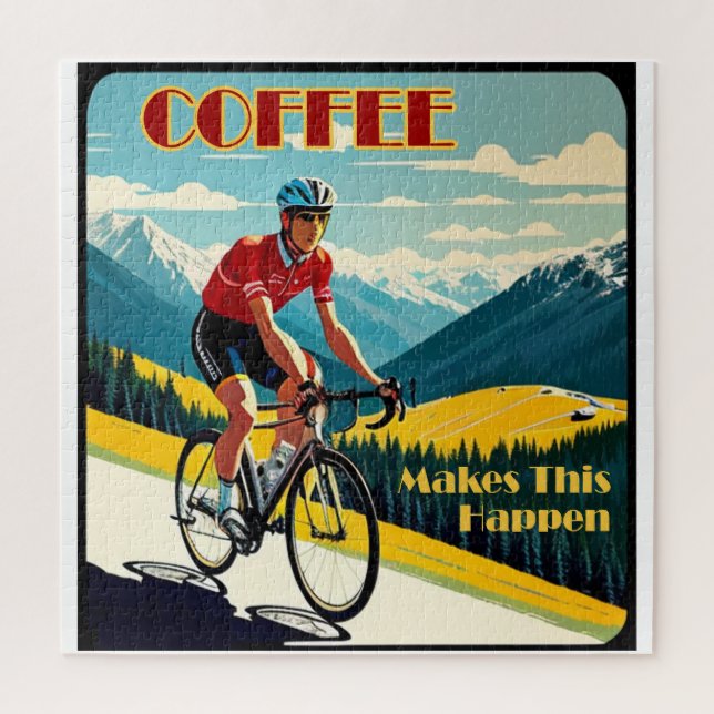 Coffee Makes This Happen Cycling Jigsaw Puzzle (Vertical)