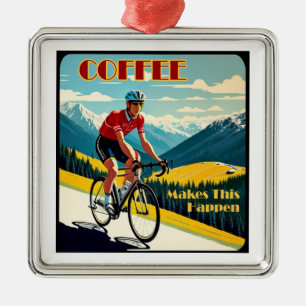 Coffee Makes This Happen Cycling Metal Tree Decoration