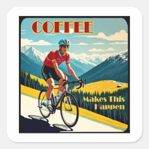 Coffee Makes This Happen Cycling Square Sticker