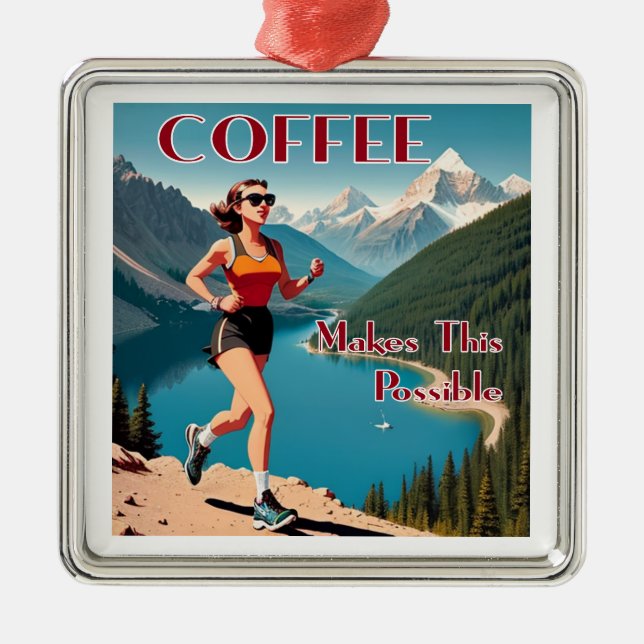 Coffee Makes This Possible Running Metal Tree Decoration (Front)