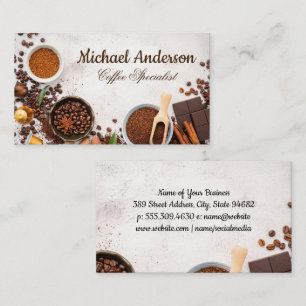 Coffee Making Supplies on Table Business Card