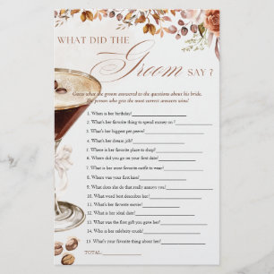 Coffee Martini What Groom Say Bridal Shower Game