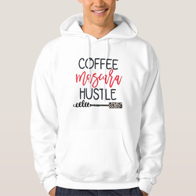 Coffee Mascara Hustle Leopard Cute Makeup Quote fo Hoodie (Front)