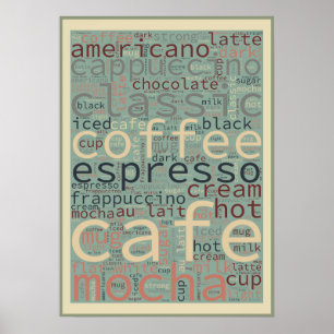 Coffee Menu Word Art Poster