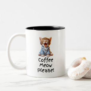 Coffee Meow Please! Cute Kitten Yawning Mug