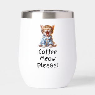 Coffee Meow Please! Cute Kitten Yawning Mug  Insul