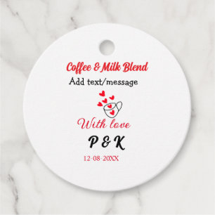 Coffee & milk blend love couple coffee red heart n favour tags