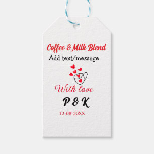 Coffee & milk blend love couple coffee red heart n gift tags