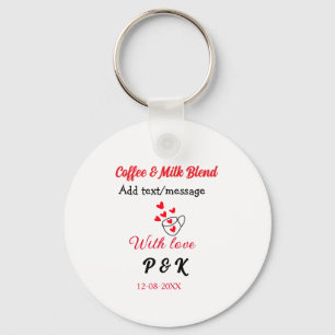 Coffee & milk blend love couple coffee red heart n key ring