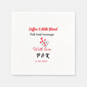 Coffee & milk blend love couple coffee red heart n napkin