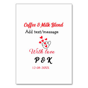 Coffee & milk blend love couple coffee red heart n table number