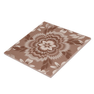 Coffee & Milk Colour Flower Pattern Tile