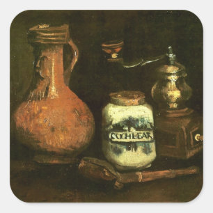 Coffee Mill Pipe Case & Jug Van Gogh Fine Art Square Sticker