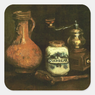 Coffee Mill Pipe Case & Jug Van Gogh Fine Art Square Sticker