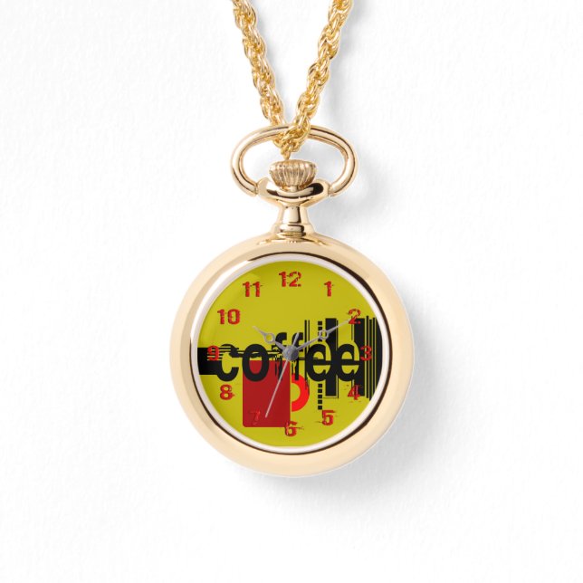 Coffee Minimalist Graphic Art Numbered Face Watch (Front)