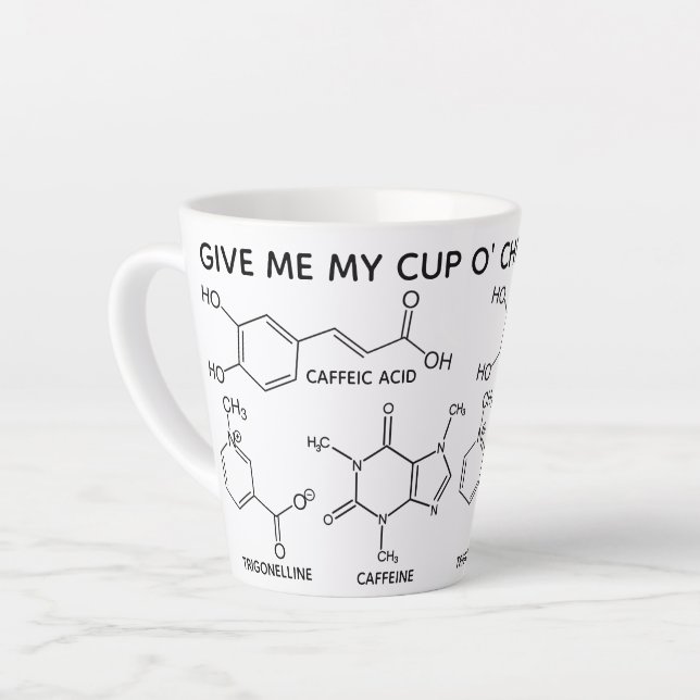 Coffee Molecules Cup O' Chemicals Custom Latte Mug (Left Angle)