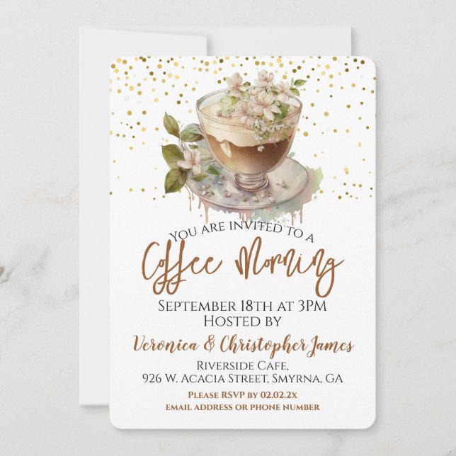 Coffee Morning Floral Invitation (Front)