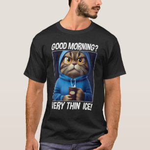 Coffee Morning Grumpy Employee Saying  Cat T-Shirt