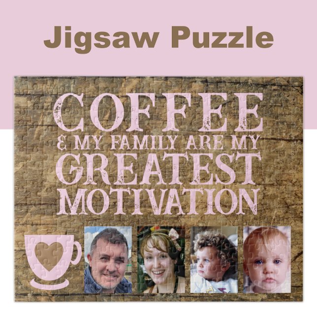 Coffee motivation 4 photo brown pink jigsaw puzzle (Creator Uploaded)