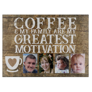 Coffee motivation 4 photo brown white glass cutting board