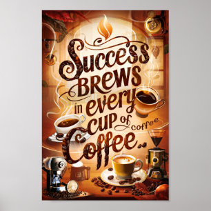 Coffee Motivational Quotes of Success and Creative Poster