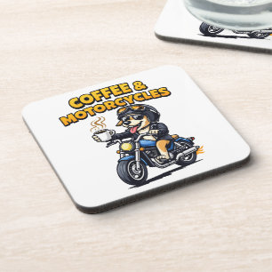 Coffee & Motorcycles Dog Biker Artwork Coaster