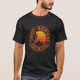 Coffee Mountains And Adventure Retro Climbing T-Shirt