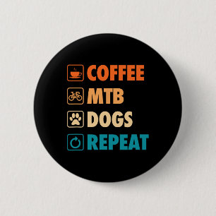Coffee Mtb Dogs Repeat Retro Simple Mountain Bikin 6 Cm Round Badge