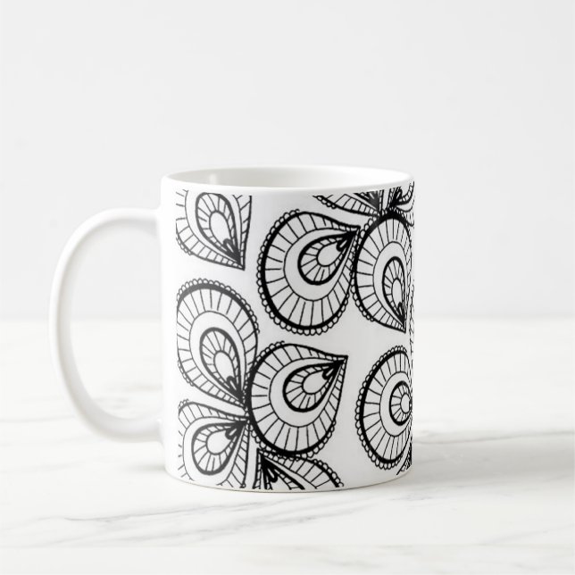 Coffee Mug - Black and White Design Pattern (Left)