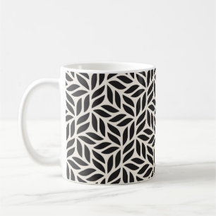 Coffee Mug - Black and White Leaves Design Pattern
