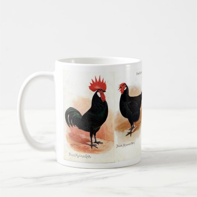 Coffee Mug - Black Minorca Cock and Hen (Left)