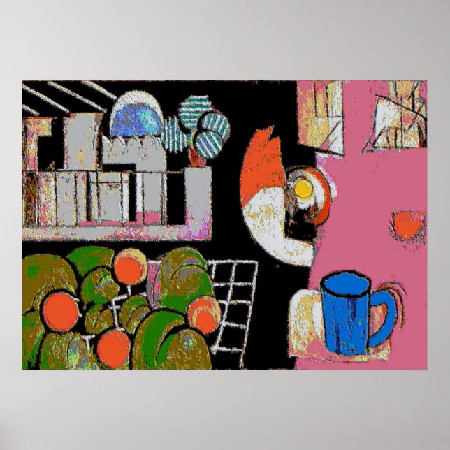 Coffee Mug Blue, Matisse Style Poster (Front)